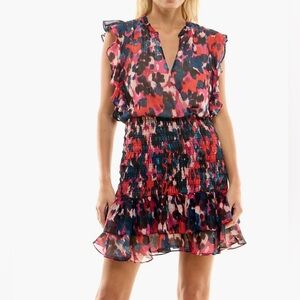 Socialite Colorful Flutter Sleeve V-Neck dress